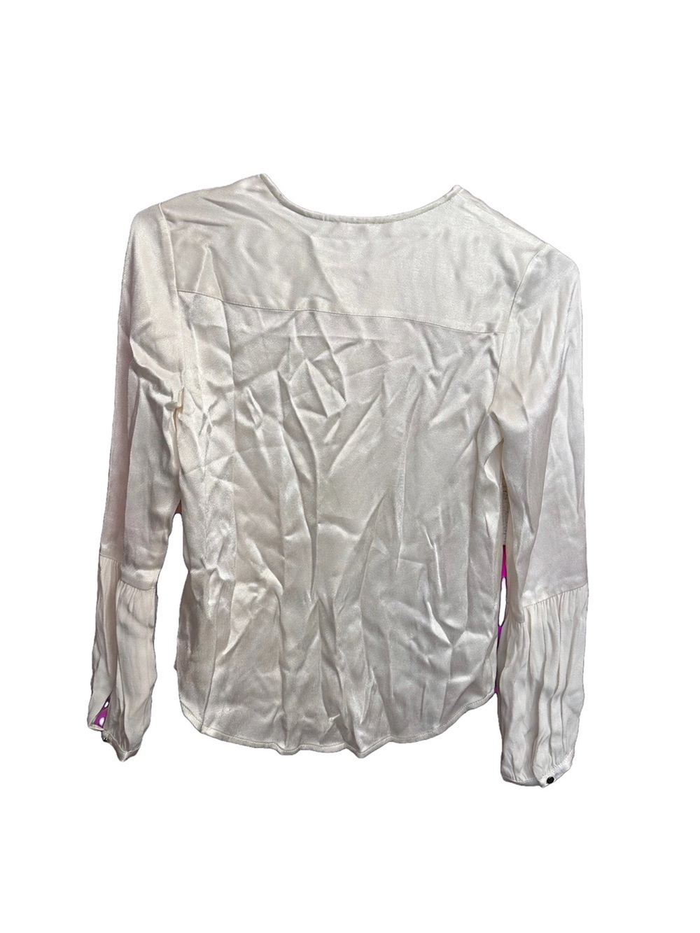 Ella Moss Ivory/Off White Pintuck Keyhole Long Sleeve Blouse Fits XS/S - Picture 6 of 10